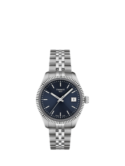 Tissot T1562101104100 Women's Ballade Date Bracelet Strap Watch, Blue/Silver, Blue/Silver