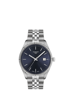 Tissot T1564101104100 Men's Ballade Date Bracelet Strap Watch, Blue/Silver, Blue/Silver