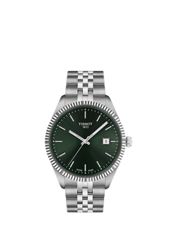 Tissot T1564101109100 Men's Ballade Date Bracelet Strap Watch, Green/Silver, Green/Silver