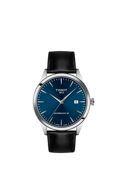 Tissot T1584071604100 Unisex Classic Dream Automatic Date Leather Strap Watch, Blue/Black, Blue/Black