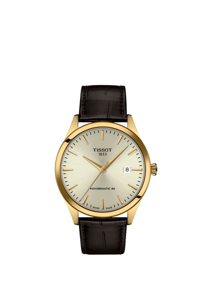 Tissot T1584073626100 Unisex Classic Dream Automatic Date Leather Strap Watch, Champagne/Brown, Champagne/Brown