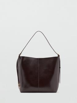 Mango Antonia Shoulder Bag, Dark Brown, Dark Brown