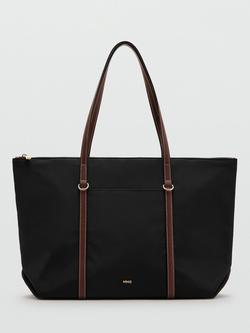 Mango Cobalt Double Handle Shopper Bag, Black, Black