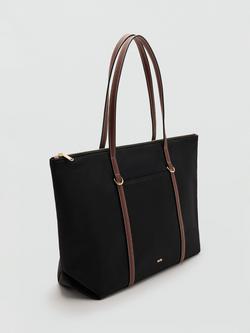 Mango Cobalt Double Handle Shopper Bag, Black - view 2, Black