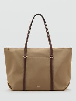 Mango Cobalt Double Handle Shopper Bag, Light Beige, Light Beige