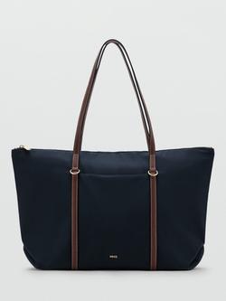 Mango Cobalt Double Handle Shopper Bag, Navy, Navy