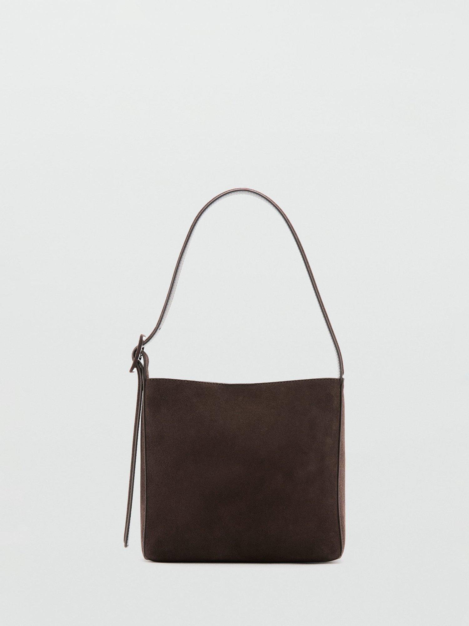 Product image 1 of 5, which shows Mango Igor Suede Leather Shopper Bag, Dark Brown