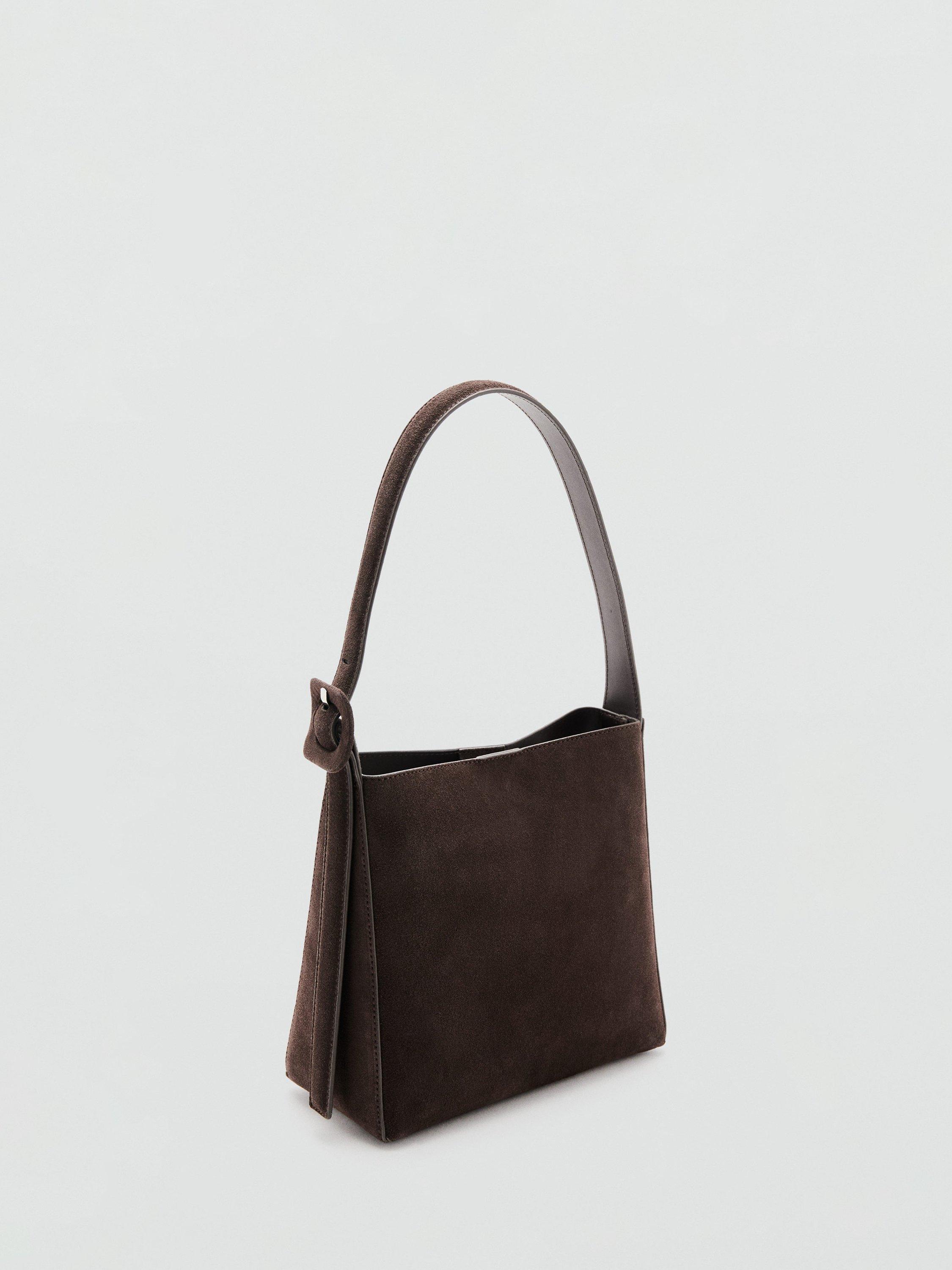 Product image 2 of 5, which shows Mango Igor Suede Leather Shopper Bag, Dark Brown