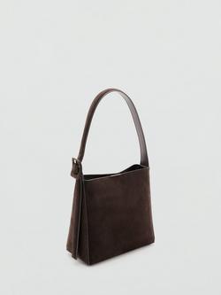 Mango Igor Suede Leather Shopper Bag, Dark Brown - view 2, Dark Brown