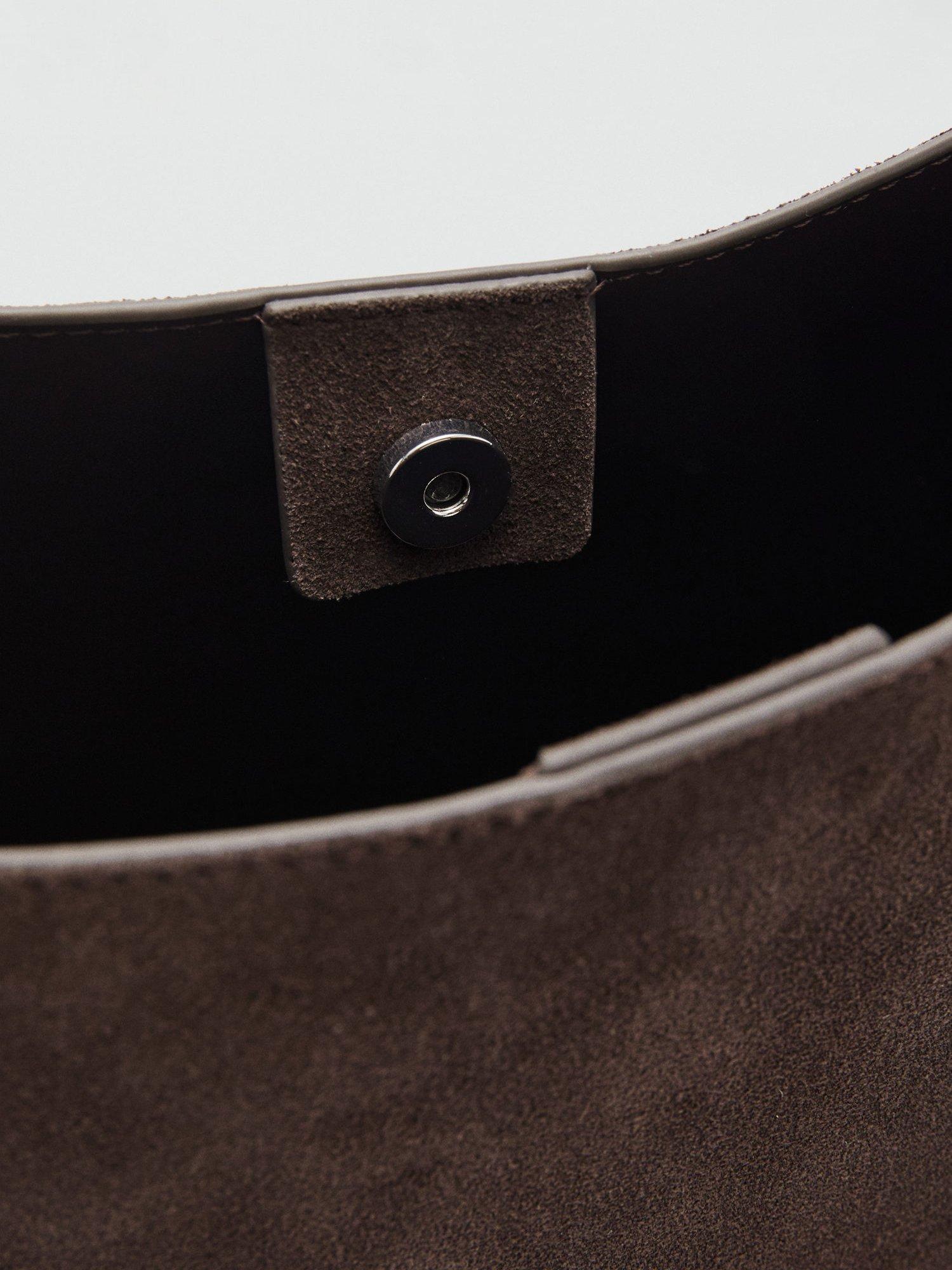 Product image 4 of 5, which shows Mango Igor Suede Leather Shopper Bag, Dark Brown