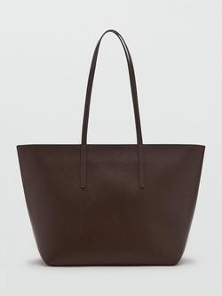 Mango Maribel Faux Leather Shoulder Bag, Dark Brown