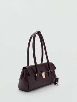 Mango Siena Faux Leather Bowling Bag, Dark Red - view 2, Dark Red