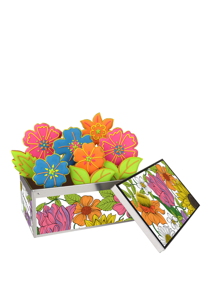 Biscuiteers Flowers Hand-Iced Biscuits Gift Tin, 90g, Multi