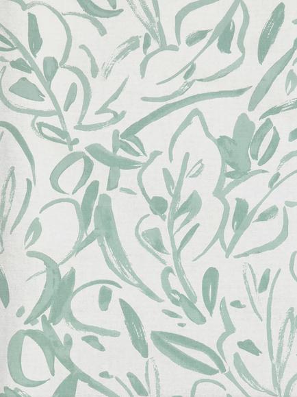 John Lewis Printed Leaves Made to Measure Curtains or Roman Blind, Dusty Green, Dusty Green