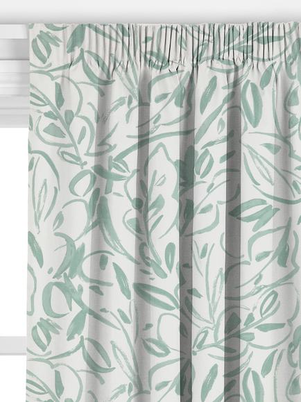 John Lewis Printed Leaves Made to Measure Curtains or Roman Blind, Dusty Green - view 2, Dusty Green