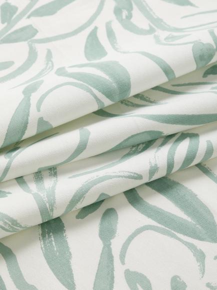 John Lewis Painted Leaves Furnishing Fabric, Dusty Green - view 2, Dusty Green