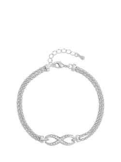 Simply Silver Premium Pave Infinity Bracelet, Silver