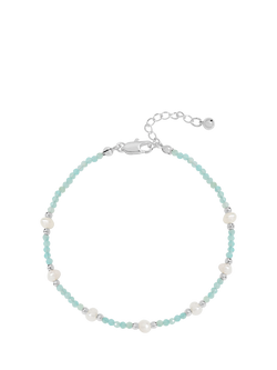 Simply Silver Turquoise and Pearl Bracelet, Silver