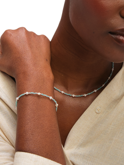 Simply Silver Turquoise and Pearl Bracelet - view 2, Silver