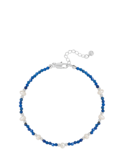 Simply Silver Lapis and Pearl Bracelet, Silver