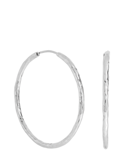 Simply Silver Molten Large Sleeper Hoop Earrings, Silver