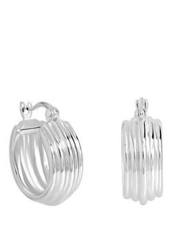 Simply Silver Ridged Hoop Earrings, Silver