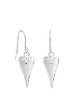 Simply Silver Heart Fishhook Earrings, Silver