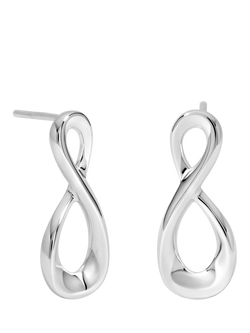 Simply Silver Organic Infinity Stud Earrings, Silver