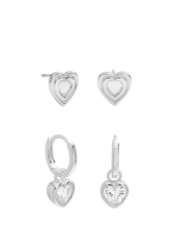 Simply Silver Heart Earring Set, Silver