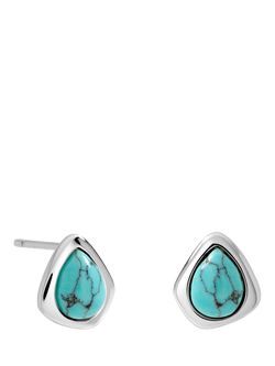 Simply Silver Polished Stud Earrings, Turquoise