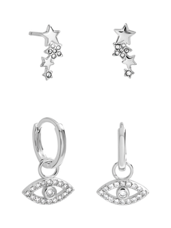 Simply Silver Celestial Earrings, Silver