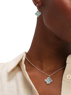 Simply Silver Turquoise Clover Huggie Hoop Earrings - view 2, Silver