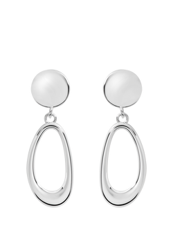 Simply Silver Polished Open Double Drop Earrings, Silver