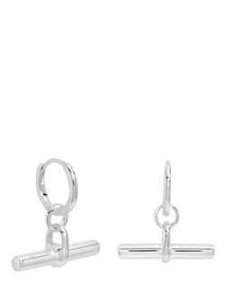 Simply Silver Polished T-Bar Hoop Earrings, Silver