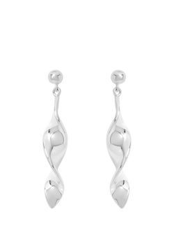 Simply Silver Polished Twist Drop Earrings, Silver
