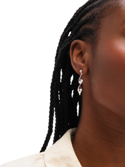 Simply Silver Polished Twist Drop Earrings - view 2, Silver