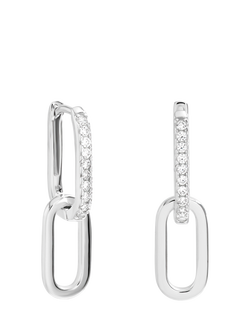 Simply Silver Polished Double Link Drop Earrings, Silver