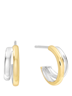 Simply Silver Two Tone Double Row Hoop Earrings, Silver