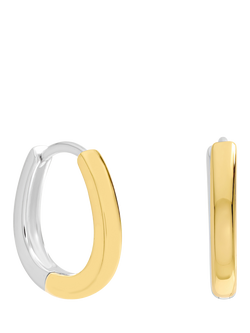 Simply Silver Two Tone Half and Half Hoop Earrings, Silver