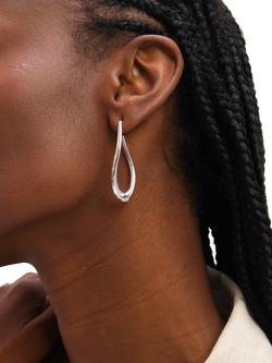 Simply Silver Large Organic Polished Hoop Earrings - view 2, Silver