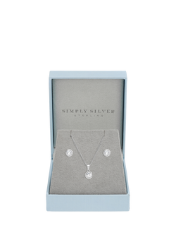 Simply Silver Cubic Zirconia Bezel Necklace and Earrings Set - view 2, Silver