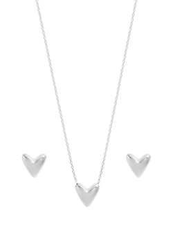 Simply Silver Puff Heart Jewellery Set, Silver