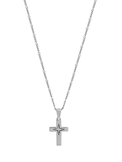 Simply Silver Polished Cross Pendant Necklace, Silver