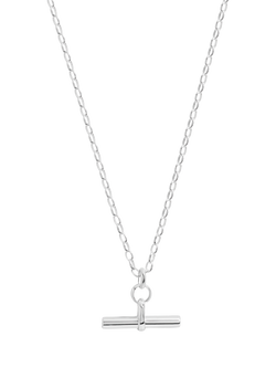 Simply Silver Polished T-Bar Pendant Necklace, Silver