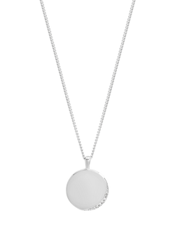 Simply Silver Pave Edge Personalised Pendant Necklace, Silver