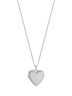 Simply Silver Personalised Heart Locket Necklace, Silver