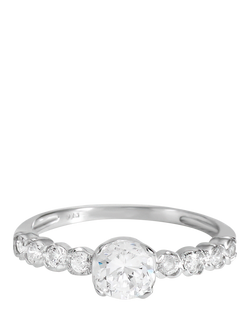 Simply Silver Cubic Zirconia Classic Cushion Engagement Ring, K, Silver