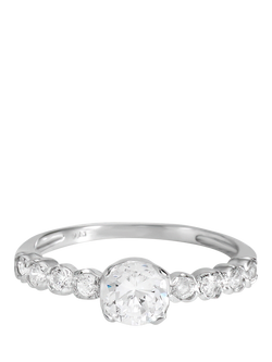 Simply Silver Cubic Zirconia Classic Cushion Engagement Ring, N, Silver