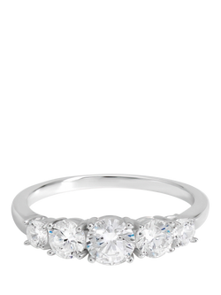 Simply Silver Cubic Zirconia Band Engagement Ring, K, Silver