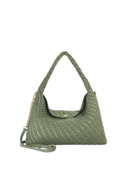 Dune London Deliberate L Woven Shoulder Bag, Green